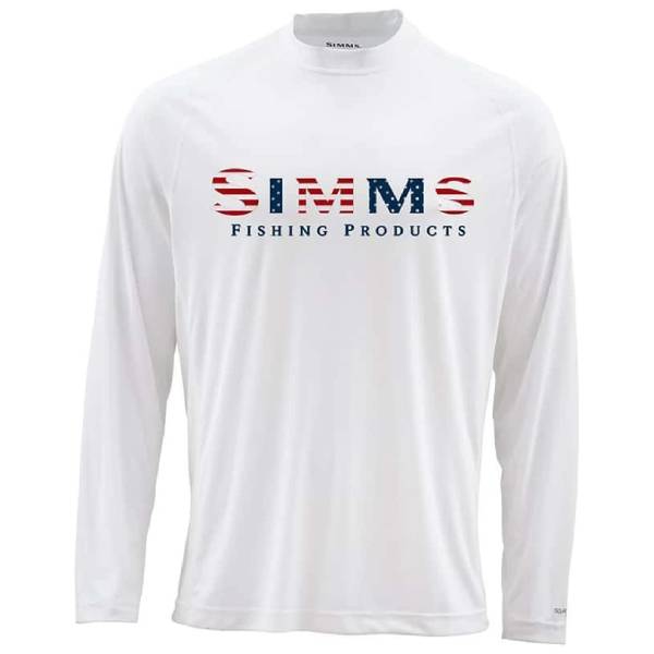 Simms SolarFlex LS Crewneck Print Fishing Shirt - USA Simms White 1 Simms SolarFlex LS Crewneck Print Fishing Shirt - USA Simms White