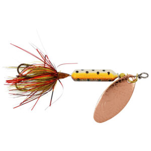 Yakima Bait Hammered Copper Blade Rooster Tail Treble Fishing Lure - Copper Tinsel Brown Trout