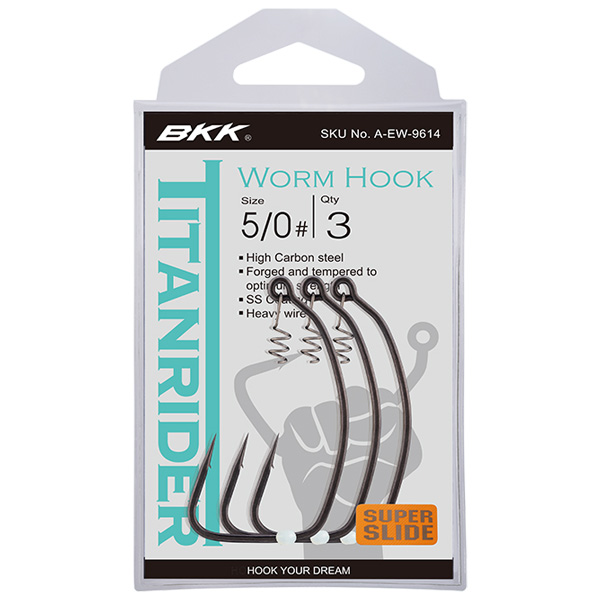 BKK Hooks TITANRIDER Worm Fishing Hooks, 2/0 1 BKK Hooks TITANRIDER Worm Fishing Hooks