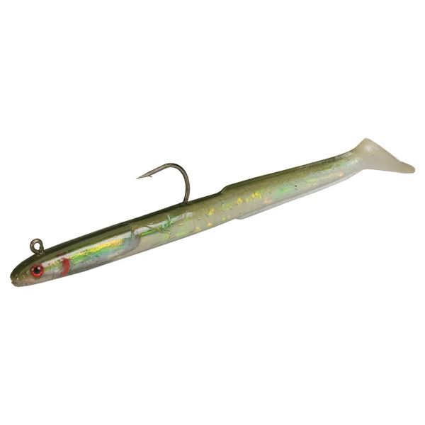 Tsunami Holographic Weighted Sand Eel 8" - Olive Back 1 Tsunami Holographic Weighted Sand Eel Fishing Lures - Olive Back