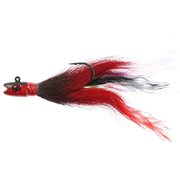 Jigging World Bass Candy Bucktail Jig Lure, 2oz - Red/Black 1 Jigging World Bass Candy Bucktail Jig Lure - Red/Black