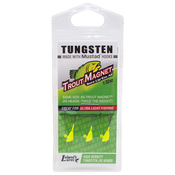 Leland's Lures Trout Magnet Tungsten Jigheads - Chartreuse 1 Leland's Lures Trout Magnet Tungsten Jigheads - Chartreuse