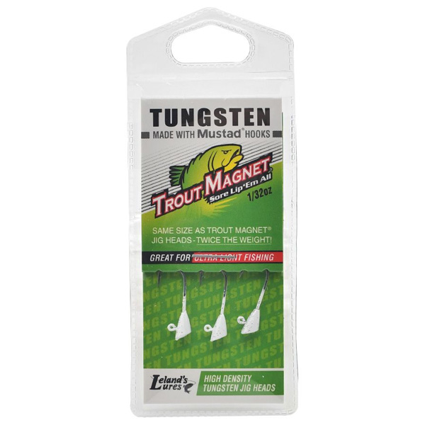 Leland's Lures Trout Magnet Tungsten Jigheads - White Silver Glitter 1 Leland's Lures Trout Magnet Tungsten Jigheads - White Silver Glitter